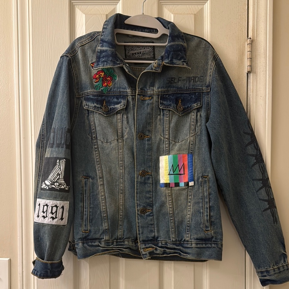 Brooklyn Cloth Blue Denim Jacket with Colorful Patches